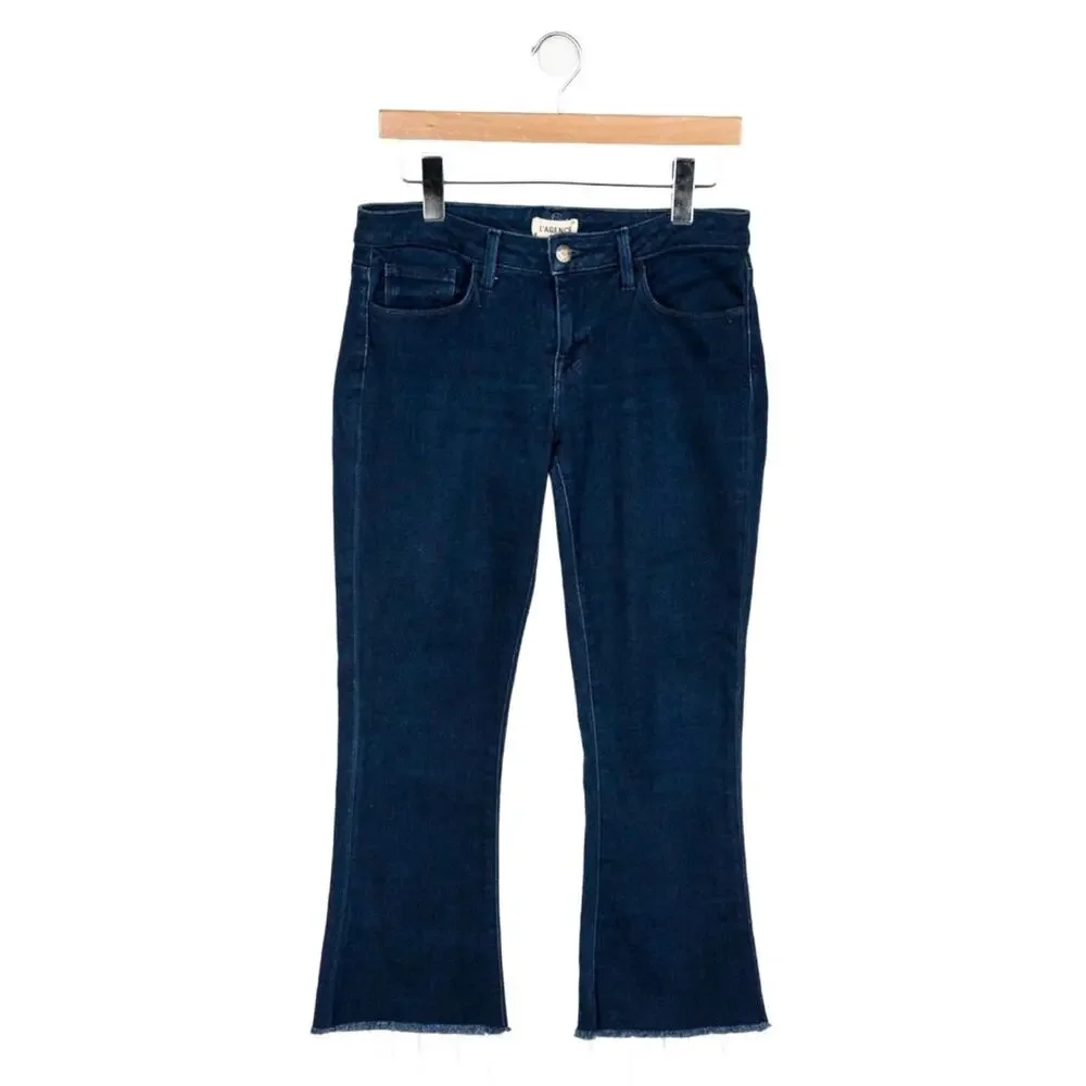 L’Agence Charlie Cropped Flare Low Rise Indigo Dark Wash Jeans 27